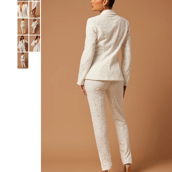 Beautiful Fashion nova Lace White Pant Suit size small NWT! - Picture 2 of 2